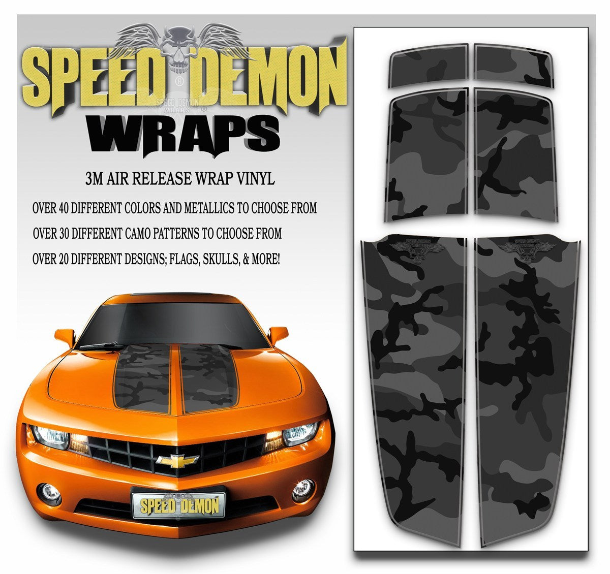 Camaro Camo Stripes Black Urban Camouflage 2010-2015 - Speed Demon Wraps
