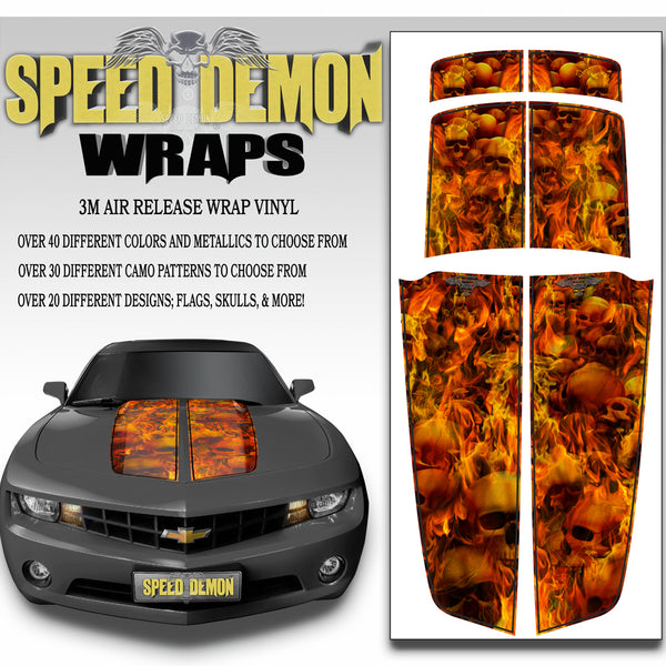 Camaro Racing Stripes FLAMING SKULLS and Black Pinstripe 2010-2015