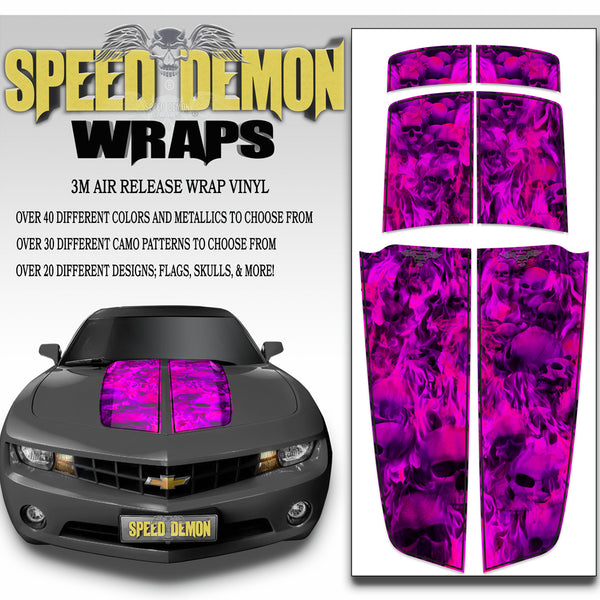 Fuschia Flaming Skulls 2010-2015 Camaro Racing Stripes bl
