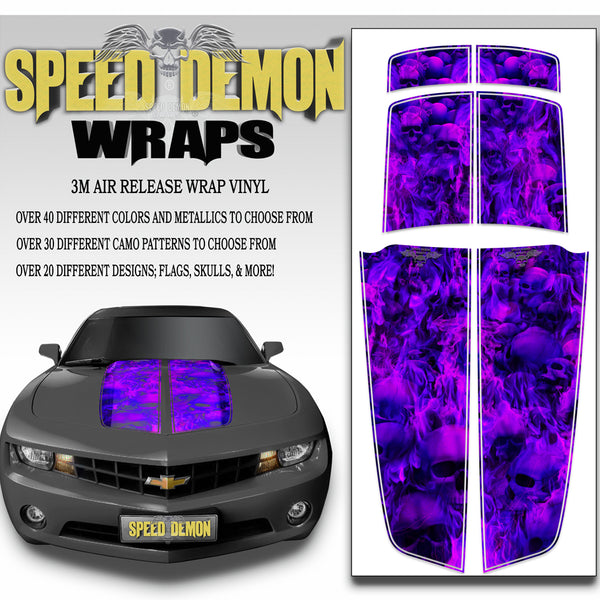 Blue with Purple Flaming Skull Camaro Stripes