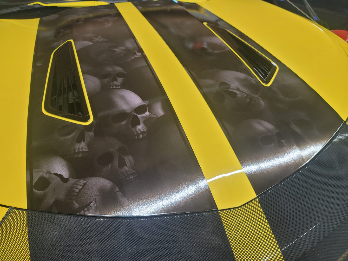 Camaro Stripes Ghosted Skullswith Black Pinstripe 2016-2017-2018 V8