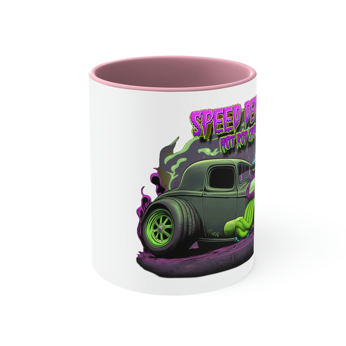 32 Ford Pink & Green Rat Rod - Speed Demon Hot Rod Shop Accent Coffee Mug, 11oz C35501