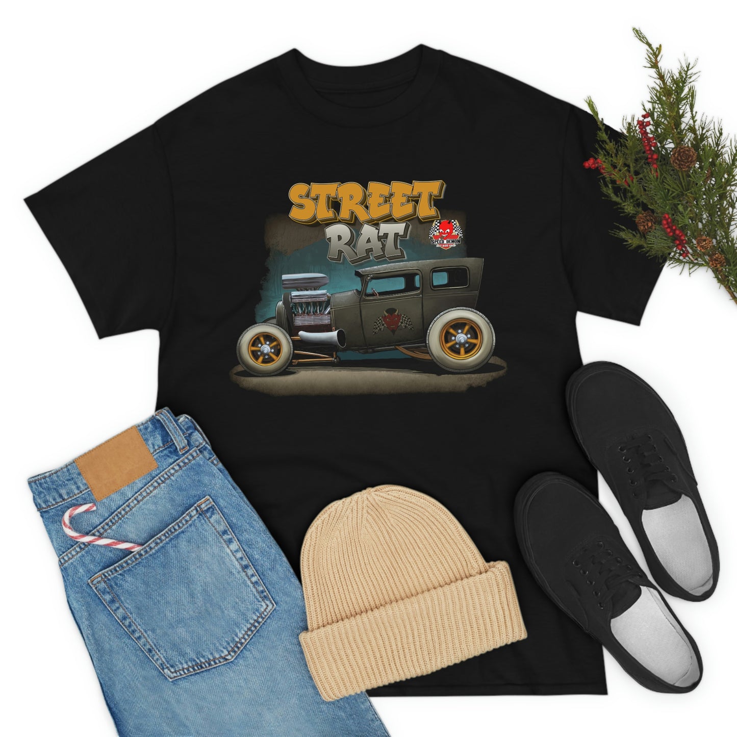 Street Rat - 1929 Model T Rat Rod Speed demon hot rod shop Kustom Kulture Tee Shirt C35502