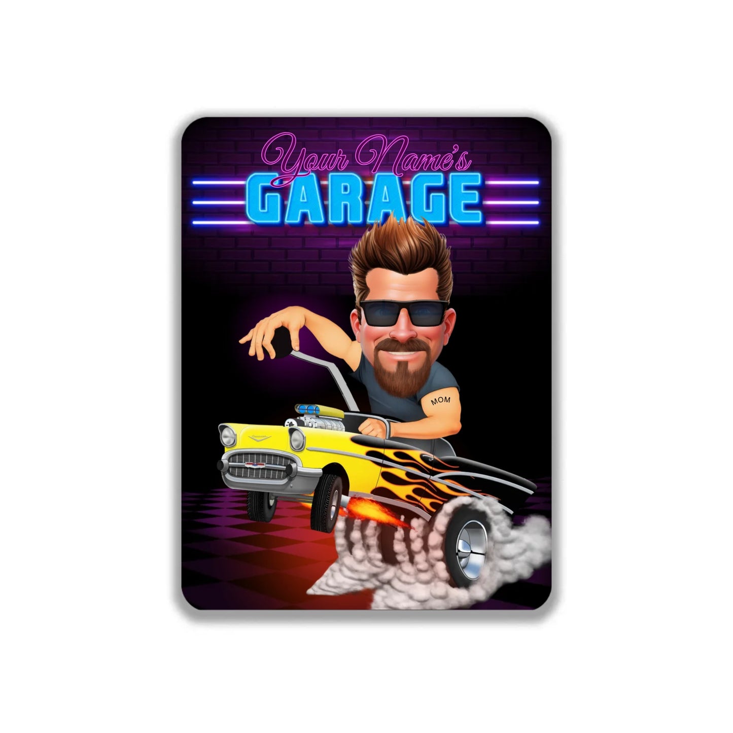1957 Chevy Personalized Car Caricature Custom Metal Sign Mechanic Classic Metal Signs