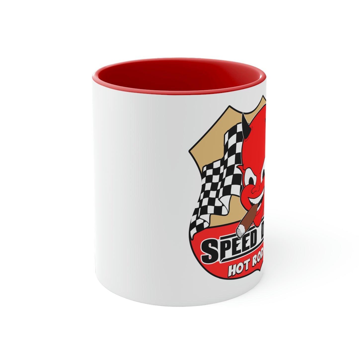 Speed Demon Hot Rod Shop Logo Accent Coffee Mug, 11oz