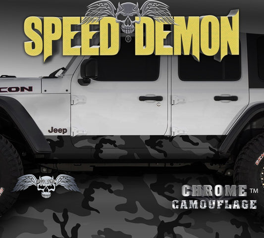 2007-2017 4 Door Jeep Wrangler Rocker Wraps Camouflage Black Urban Camo - Speed Demon Wraps