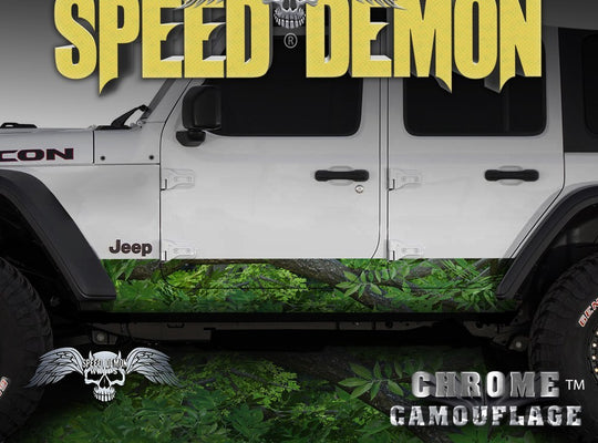 2007-2017 4 Door Jeep Wrangler Rocker Wraps Camouflage Forest Camo - Speed Demon Wraps