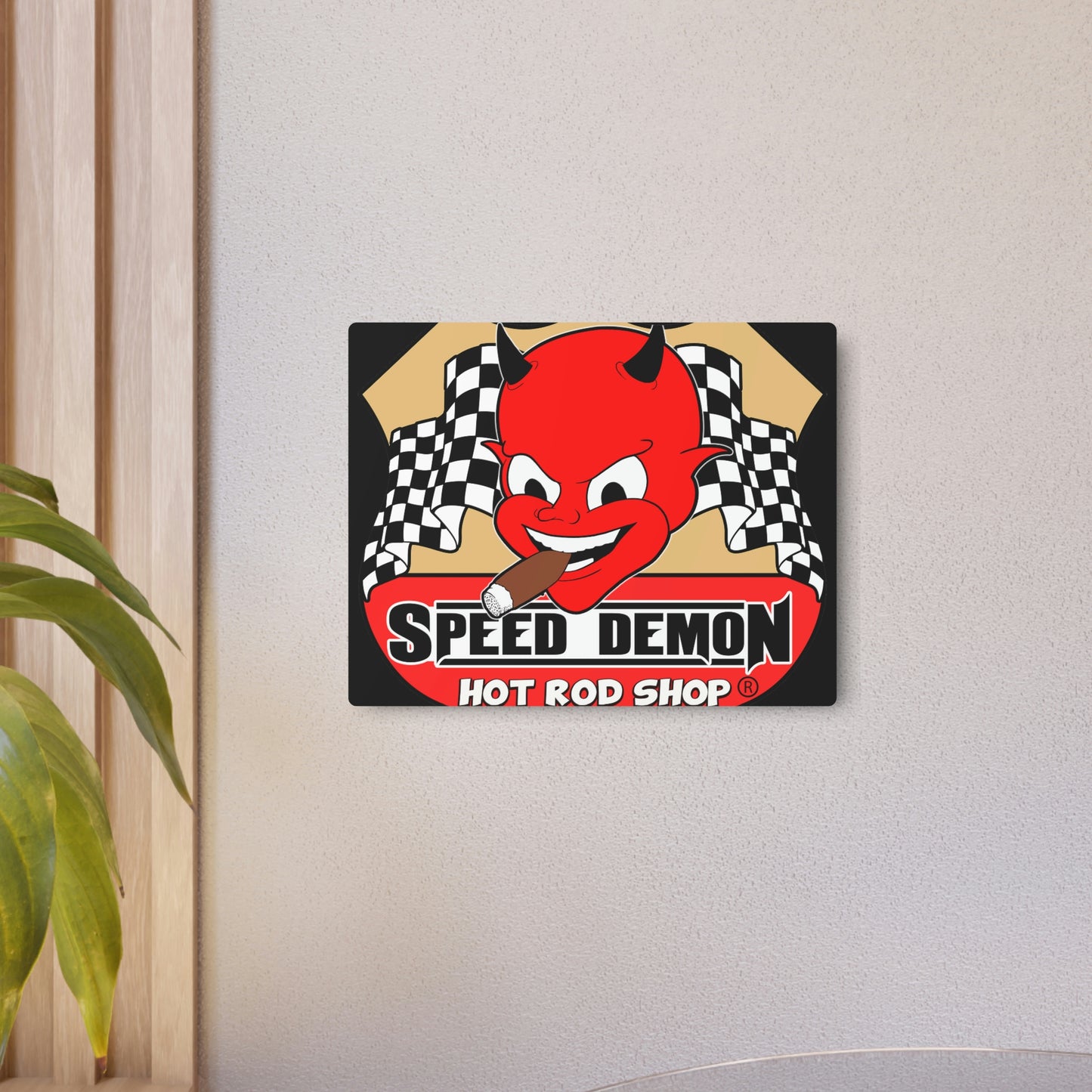 Speed Demon Hot Rod Shop Metal Sign