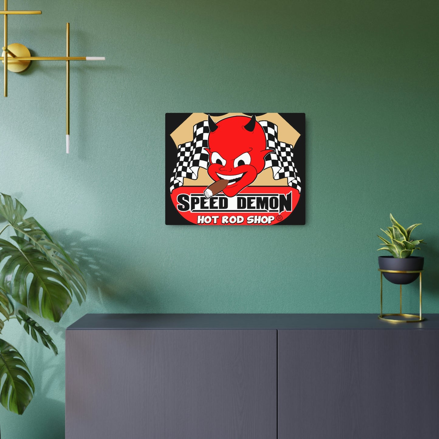 Speed Demon Hot Rod Shop Metal Sign