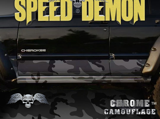 1993-2008 Jeep Cherokee Rocker Panel Wraps Camouflage Black Urban Camo - Speed Demon Wraps