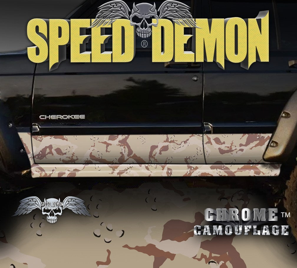 1993-2008 Jeep Cherokee Rocker Panel Wraps Camouflage Desert Camo - Speed Demon Wraps
