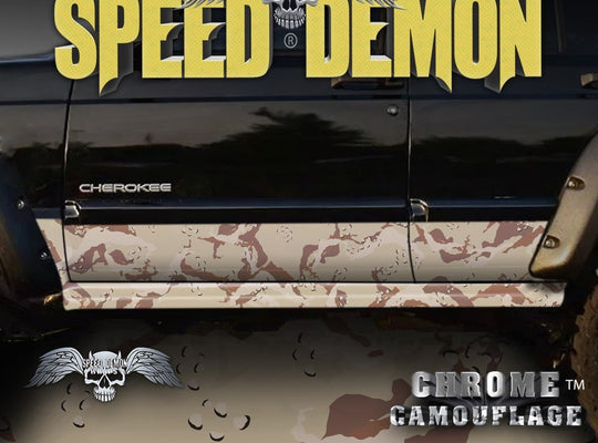 1993-2008 Jeep Cherokee Rocker Panel Wraps Camouflage Desert Camo - Speed Demon Wraps