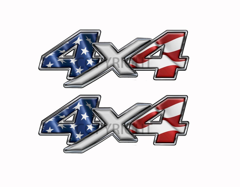American Flag 4x4 Decal Silver X - Speed Demon Wraps