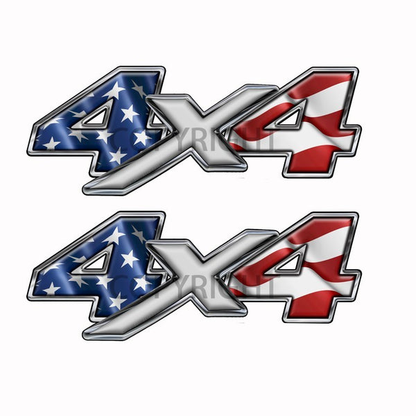 American Flag  4x4 Decal Silver X - Speed Demon Wraps