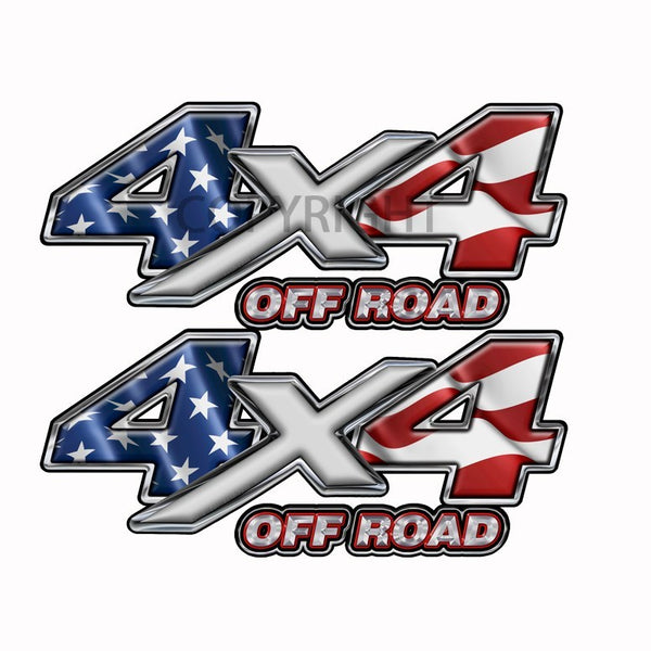 American Flag  4x4 Off Road Decal Silver X - Speed Demon Wraps