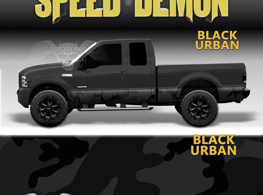 Rocker Panel Wrap Camo Kit Black Urban Camouflage - Speed Demon Wraps