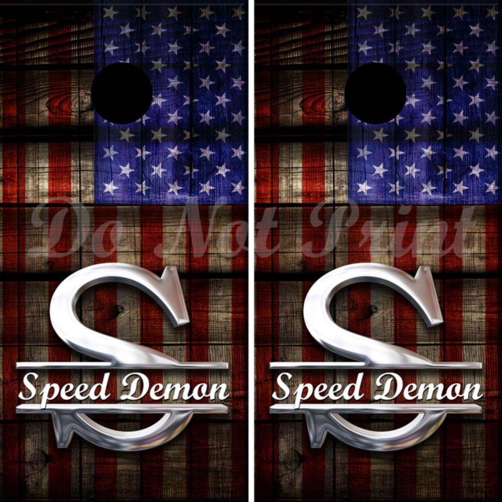 American flag Monogrammed Cornhole Wraps