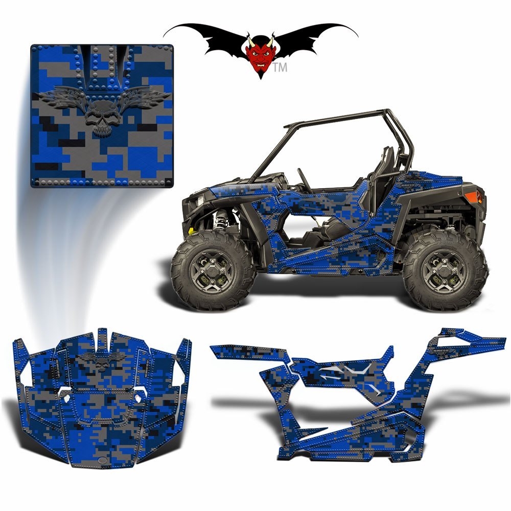 RZR 900 TRAIL GRAPHICS WRAP - BLUE DIGITAL CAMOUFLAGE - Speed Demon Wraps
