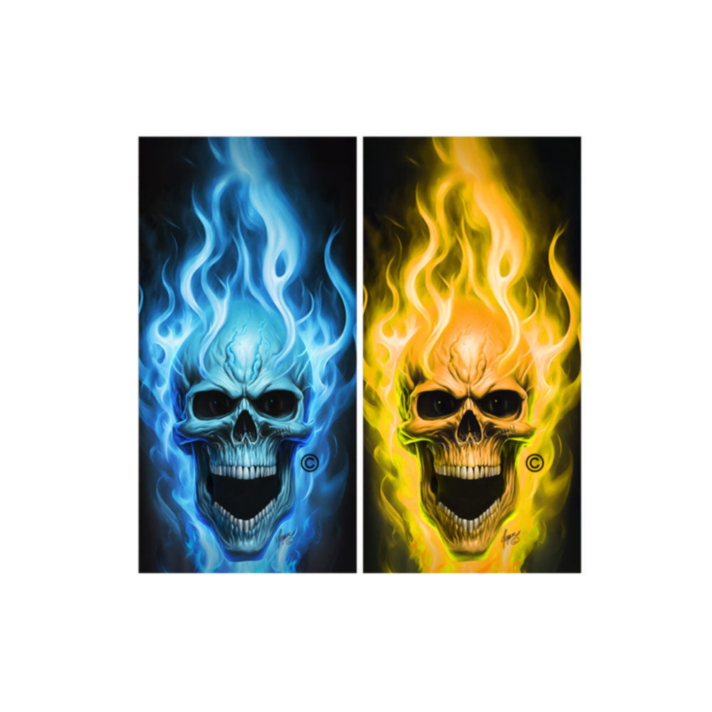 Flaming Skulls Combo Sets Cornhole Wraps Kustom Low Brow Art