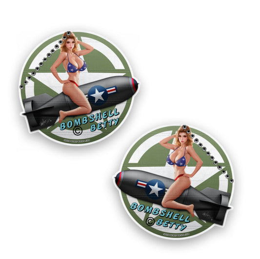 Pin-Up Nose Art Stickers Bombshell Betty Stickers