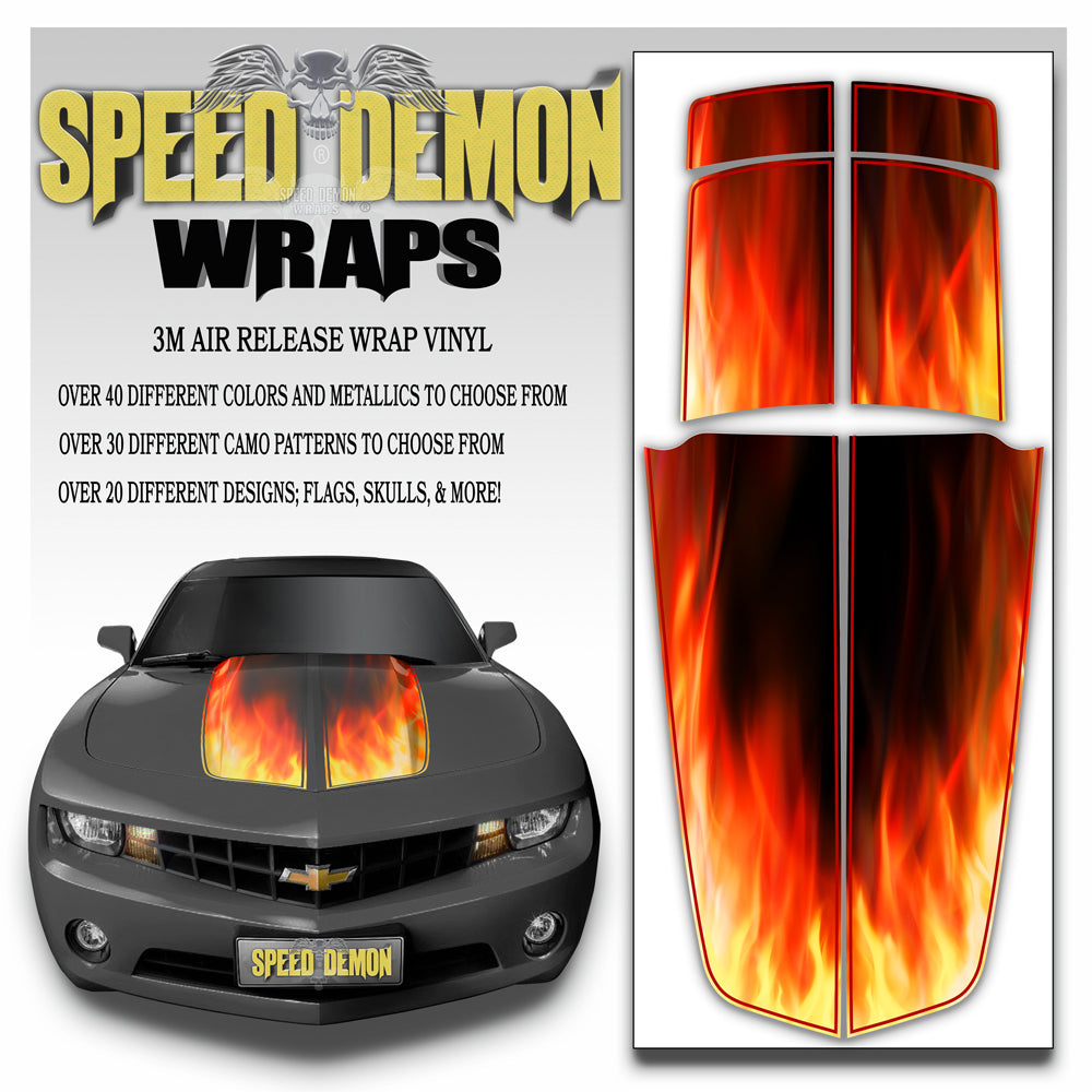 Camaro Stripes Flaming Inferno 2010-2011-2012-2013-2014-2015 With Black Pinstripe
