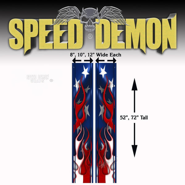Flaming American Flag Racing Stripes - Rally Stipes - Speed Demon Wraps