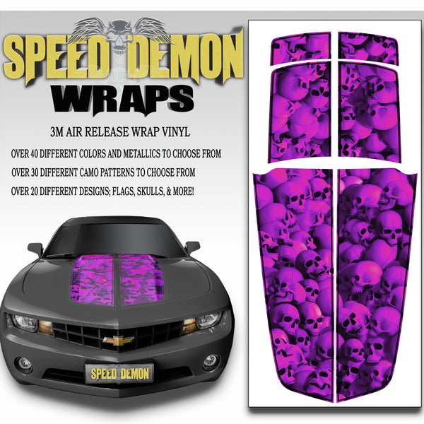 Camaro Racing Stripes FUSCHIA WALL OF SKULLS with Black Pinstripe 2010-2015