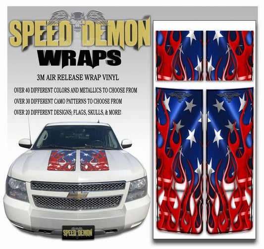 Chevrolet Avalanche Stripes - American Flag & Black Stripe 2007-2013 - Novice - Speed Demon Wraps