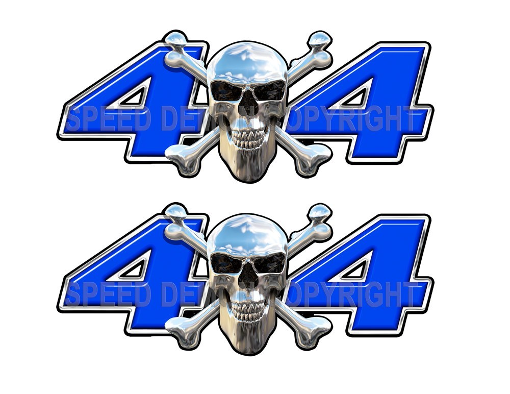 Chrome Skull 4x4 Decals Blue - Speed Demon Wraps