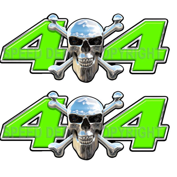 Chrome Skull 4x4 Decals Green - Speed Demon Wraps