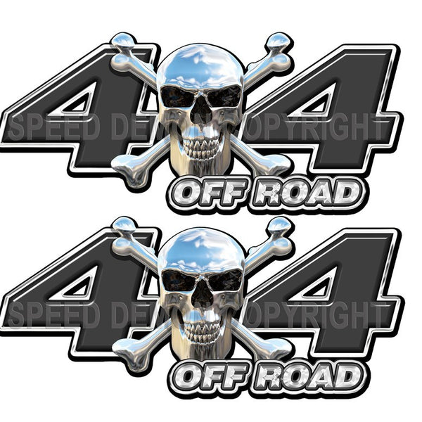 Chrome Skull 4x4 Off Road Decals Black - Speed Demon Wraps