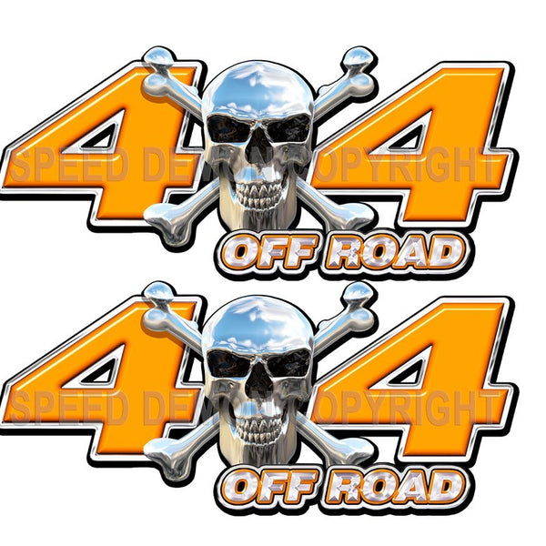 Chrome Skull 4x4 Off Road Decals Orange - Speed Demon Wraps
