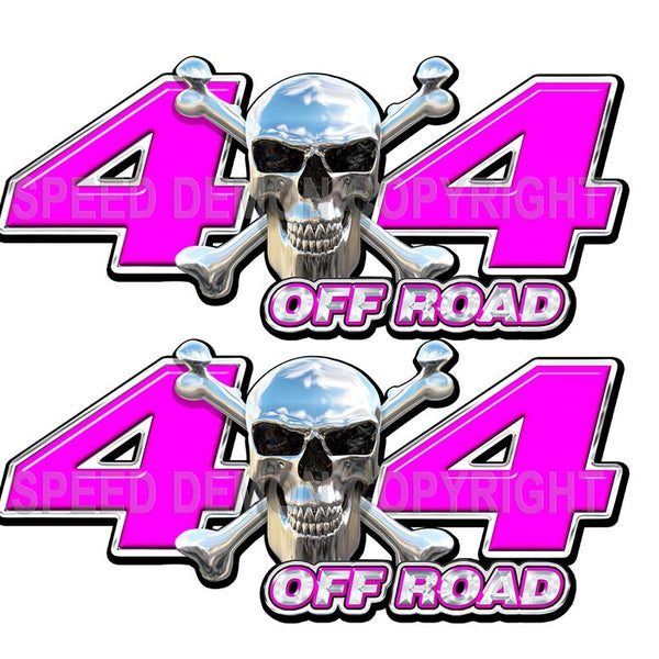 Chrome Skull 4x4 Offroad Decals Pink - Speed Demon Wraps