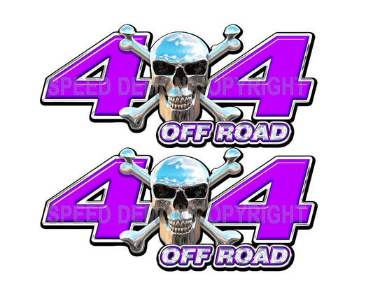 Chrome Skull 4x4 Off Road Decals Purple - Speed Demon Wraps