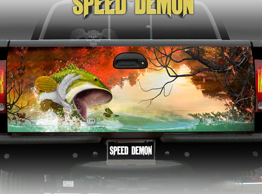 Custom Tailgate Wrap Add Your Text Bass Jumping Out Of The Water