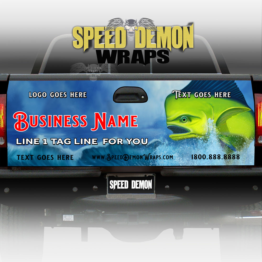 Customized Tailgate Wrap Hand Painted Mahi Big Splash