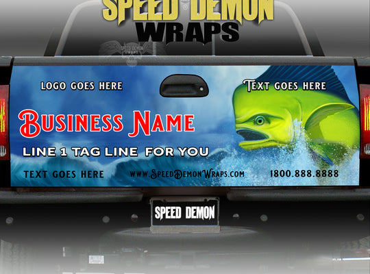 Customized Tailgate Wrap Hand Painted Mahi Big Splash
