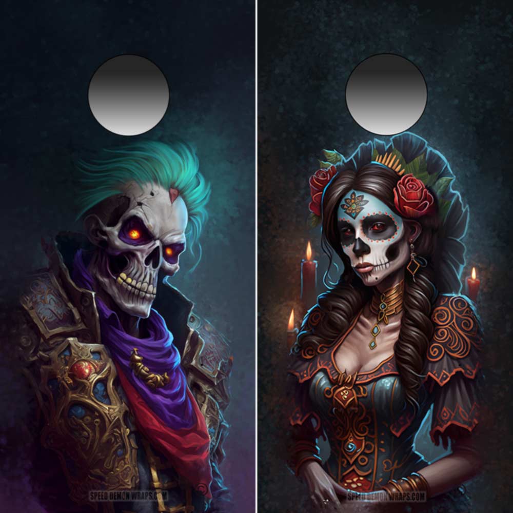Day Of The Dead Mr Deadly Sugar Skull Cornhole Wraps
