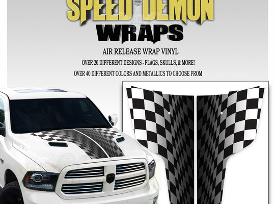 Dodge Ram Hood Stripes Checkered Racing Flag 2009-2017