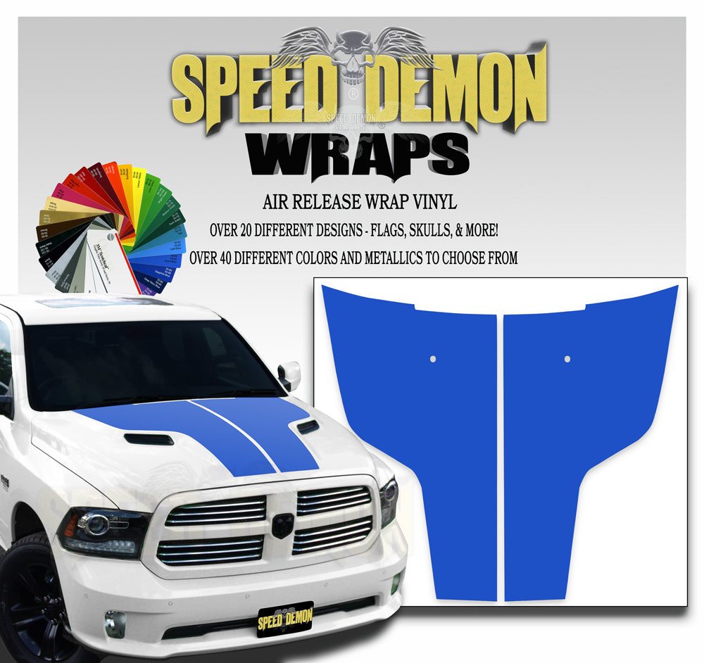 Dodge Ram Hood Hemi Stripes Blue
