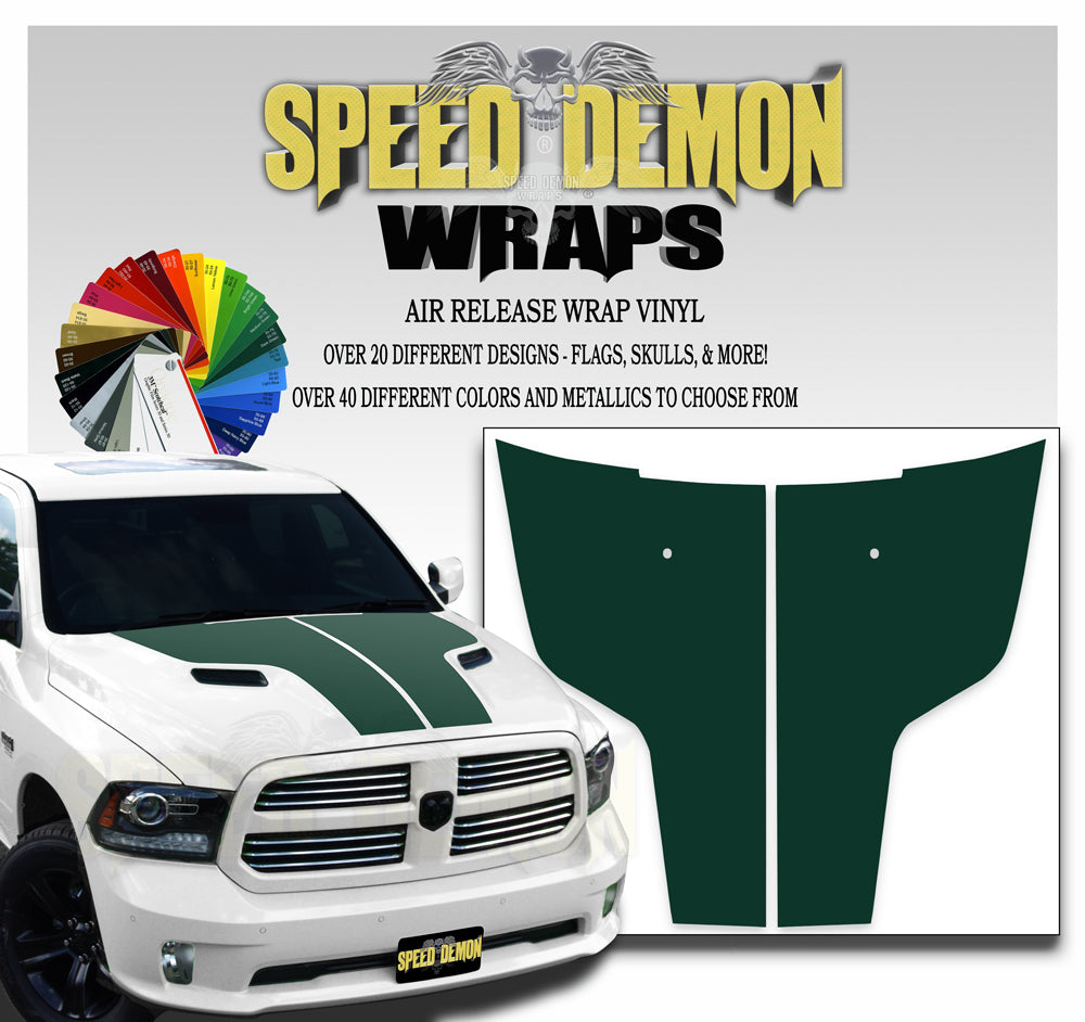Dodge Ram Hood Stripes Dark Green