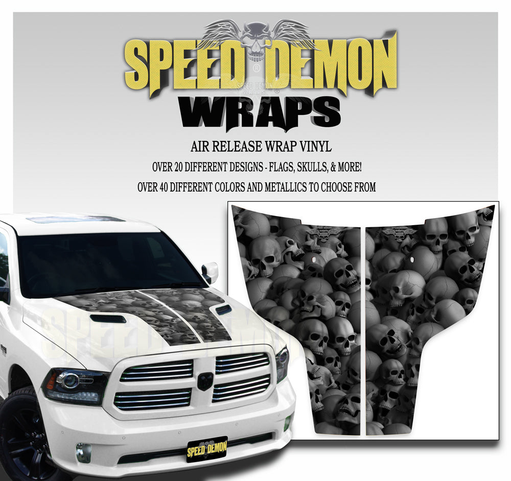 Dodge Ram Hood T Stripes Skull Blackout 2009-2017