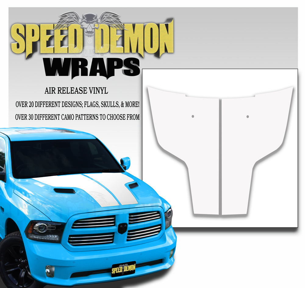 Dodge Ram Hood Stripes White 2009-2017