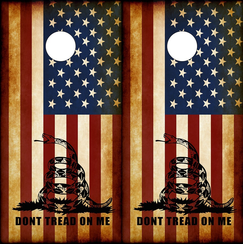 Don't Tread On Me American Flag Corn Hole Board Wraps - Speed Demon Wraps