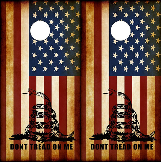 Don't Tread On Me American Flag Corn Hole Board Wraps - Speed Demon Wraps