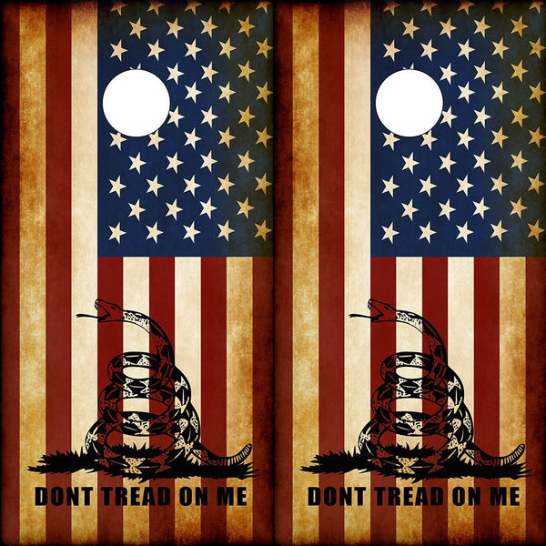 Don't Tread On Me American Flag Corn Hole Board Wraps - Speed Demon Wraps