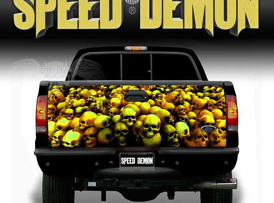 Skull Crusher Tailgate Wraps Gold