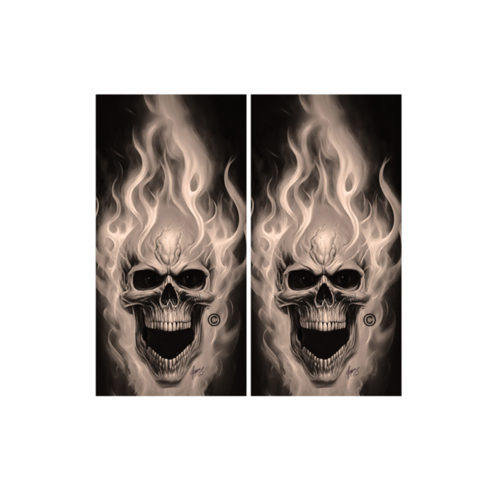 Flaming Skulls Combo Sets Cornhole Wraps Kustom Low Brow Art