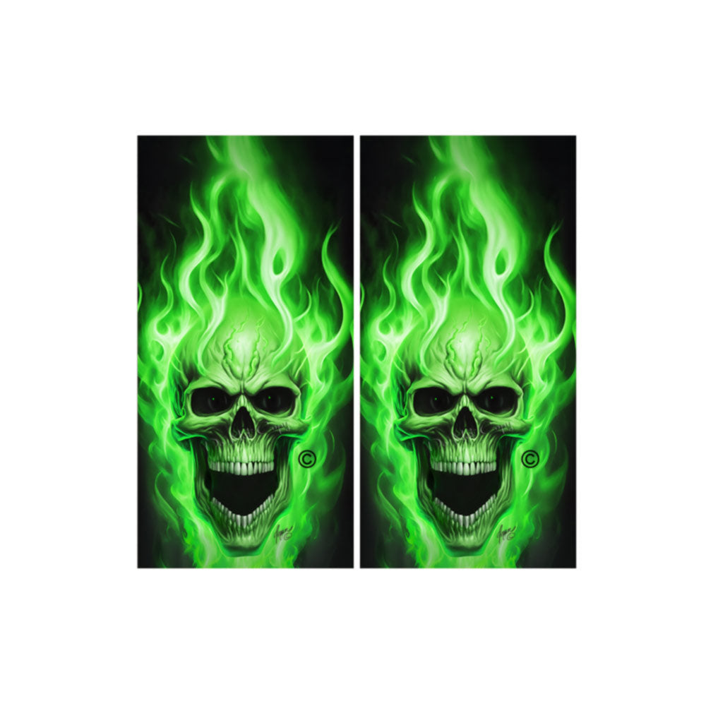 Flaming Skulls Combo Sets Cornhole Wraps Kustom Low Brow Art