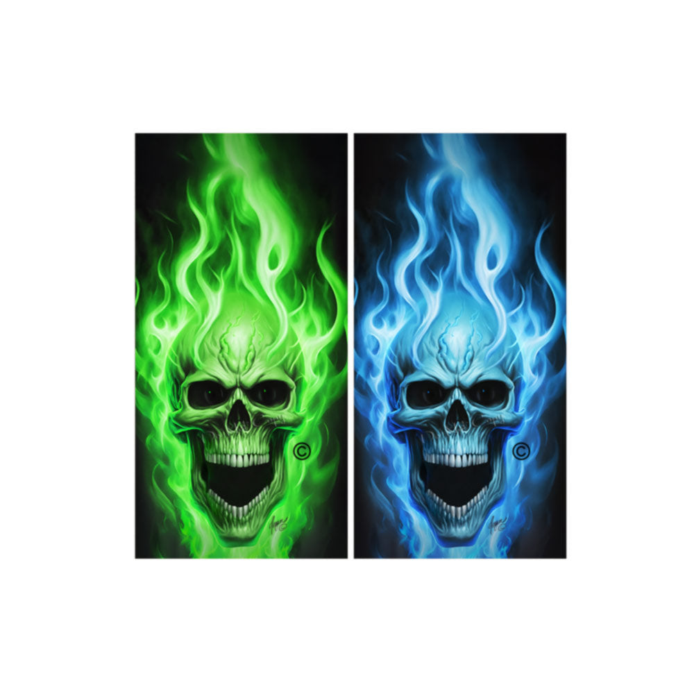 Flaming Skulls Combo Sets Cornhole Wraps Kustom Low Brow Art
